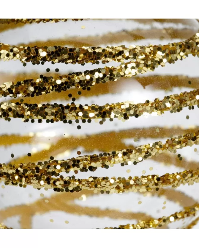 Pallina In Vetro Trasparente Con Decoro Dlitter Oro 3Ass>KAEMING Store
