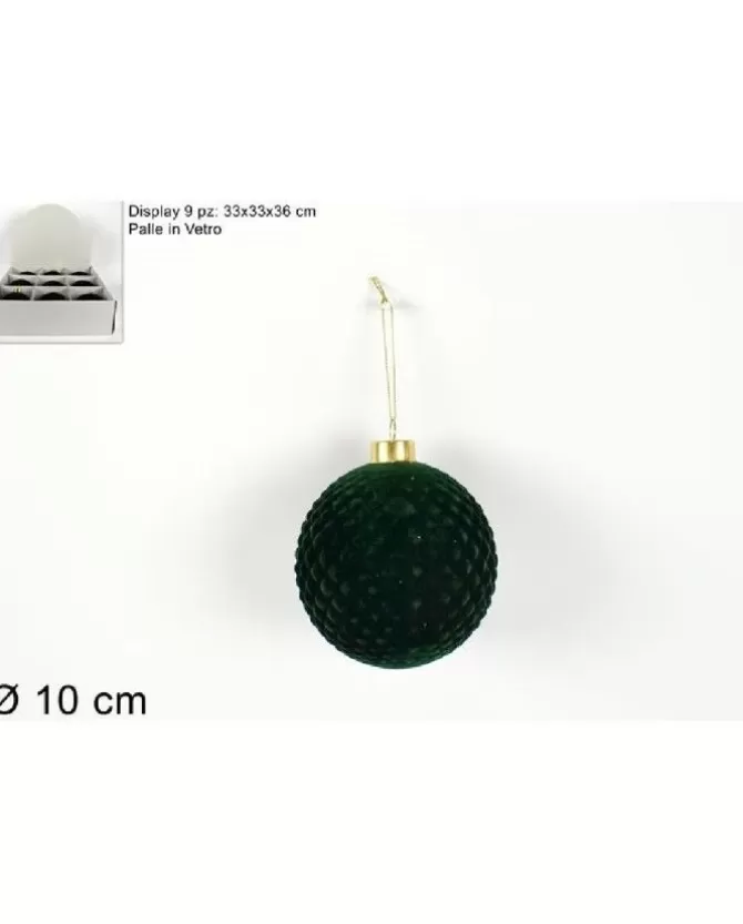 Pallina Per Albero Di Natale Con Velluto Verde 10 Cm>DUE ESSE CHRISTMAS New