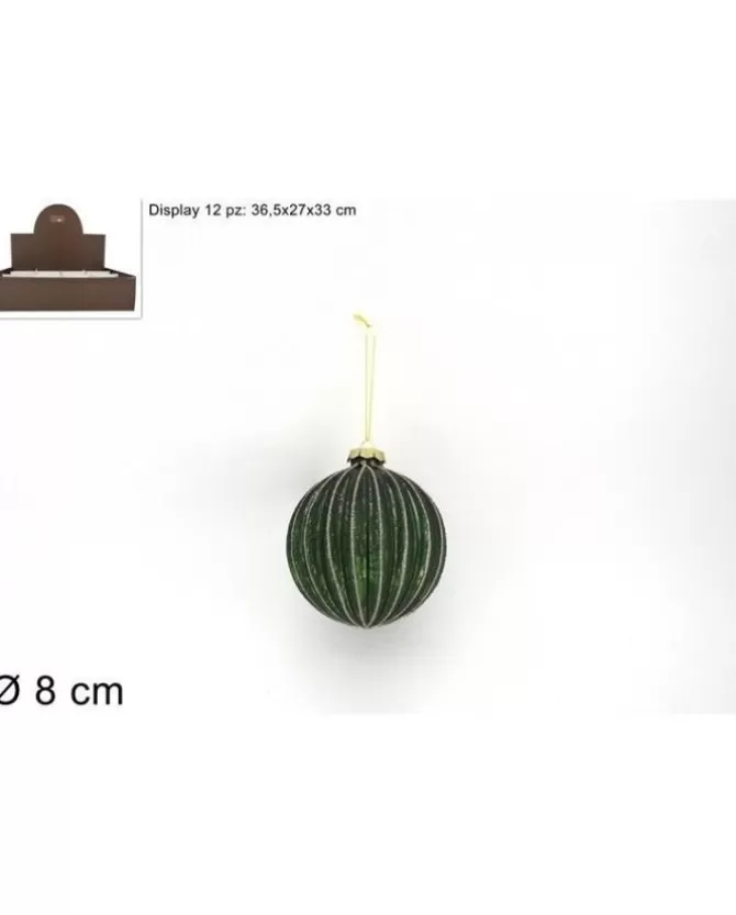Pallina Sfera Di Vetro 8Cm Verde Opaca Per Albero Di Natale 1Pz>* Discount