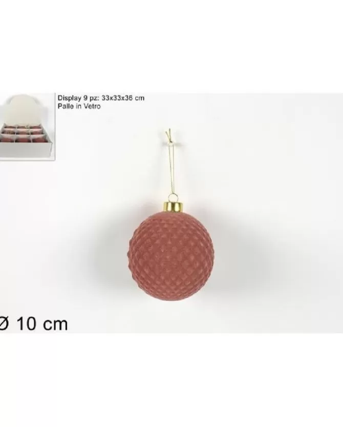 Pallina Sfera Di Vetro Con Velluto Rosa 100Mm Per Albero Di Natale>DUE ESSE CHRISTMAS Cheap