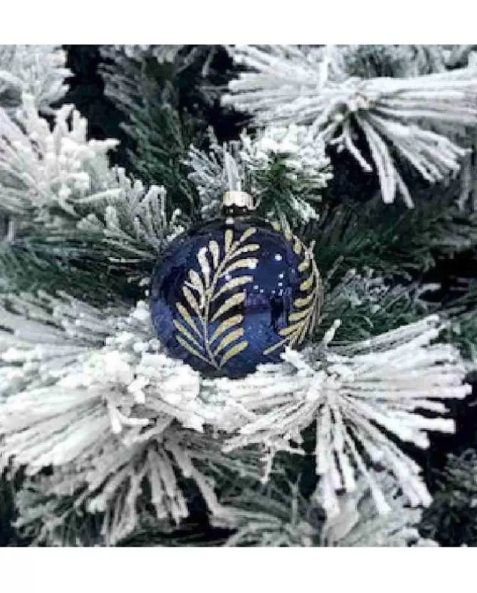 Pallina Sfera Di Vetro Decorata A Mano Blu 80Mm 1Pz Per Labero Di Natale Blu>* Hot