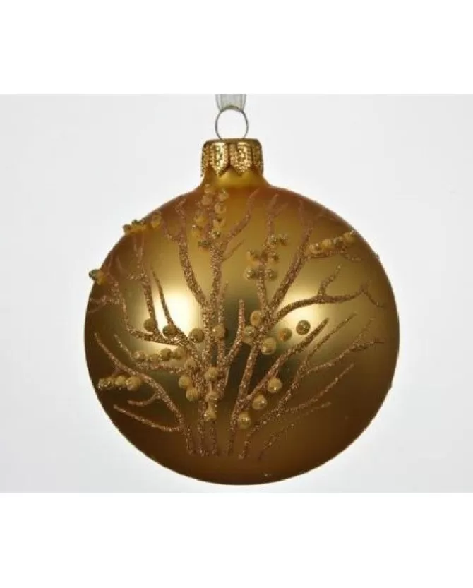 Pallina Sfera Di Vetro Decorata A Mano Oro 80Mm 6Pz Per Albero Di Natale>KAEMING Cheap