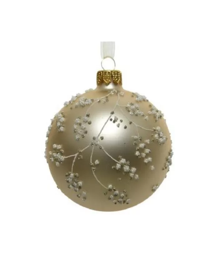 Pallina Sfera Di Vetro Decorata A Mano Oro Opaco 80Mm 6Pz Per Albero Di Natale>KAEMING Online