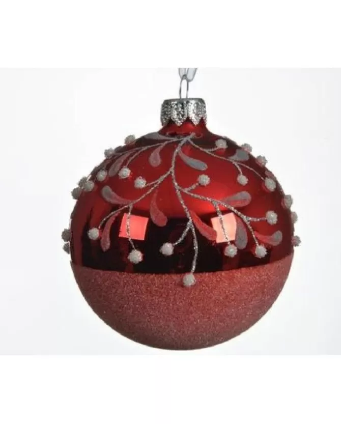 Pallina Sfera Di Vetro Decorata A Mano Rossa 80Mm 6Pz Per Albero Di Natale>KAEMING Online