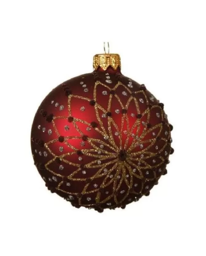 Pallina Sfera Di Vetro Decorata A Mano Rossa 80Mm 6Pz Per Albero Di Natale>KAEMING Best Sale