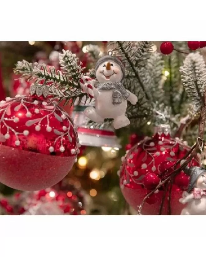 Pallina Sfera Di Vetro Decorata A Mano Rossa 80Mm 6Pz Per Albero Di Natale>KAEMING Online