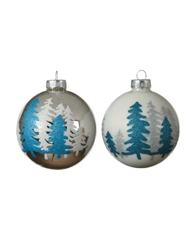 Pallina Sfera Di Vetro Decorata Bianco - Argento 80Mm 3Pz>KAEMING Discount