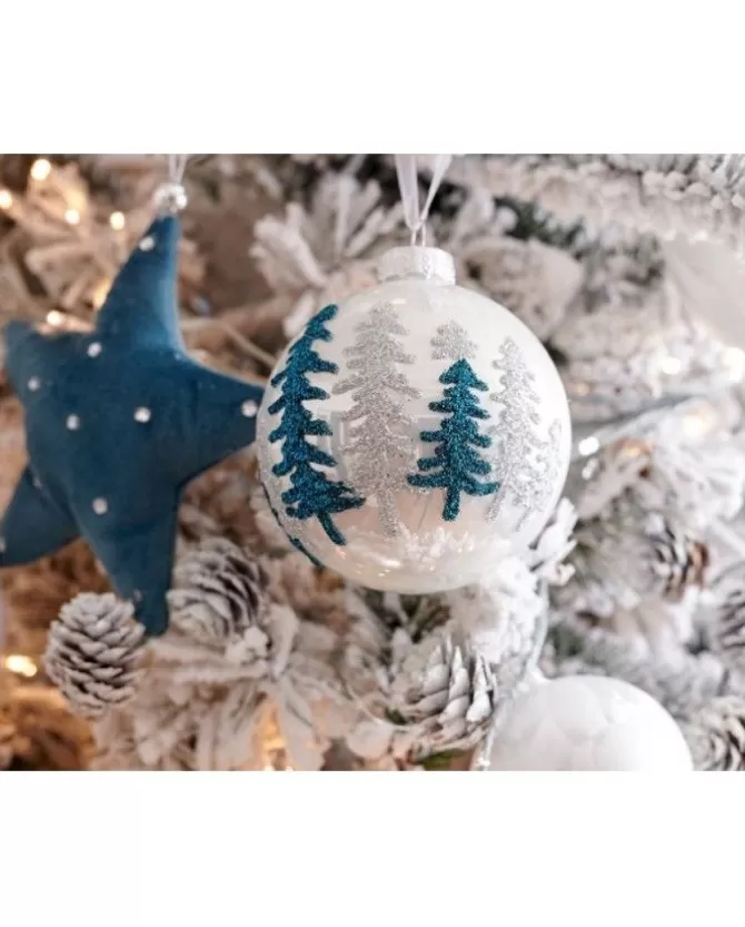 Pallina Sfera Di Vetro Decorata Bianco - Argento 80Mm 3Pz>KAEMING Discount