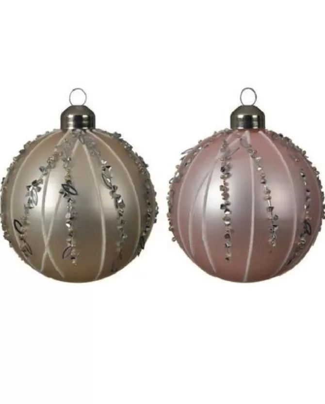 Pallina Sfera Di Vetro Decorata Colori Assortiti 80Mm 3Pz Per Albero Di Natale>KAEMING Best Sale