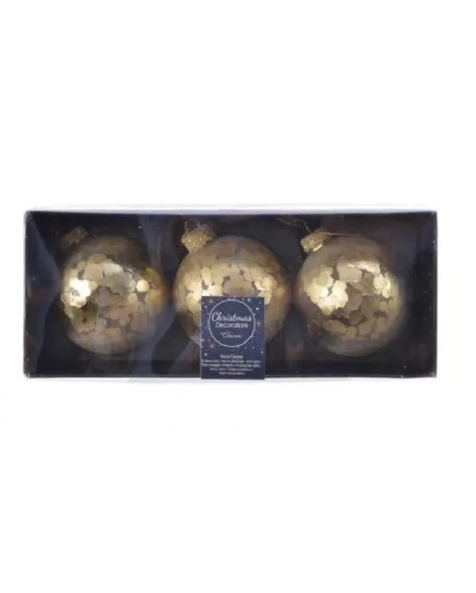 Pallina Sfera Di Vetro Decorata Con Paillettes 80Mm 3Pz Per Albero Di Natale>KAEMING Store