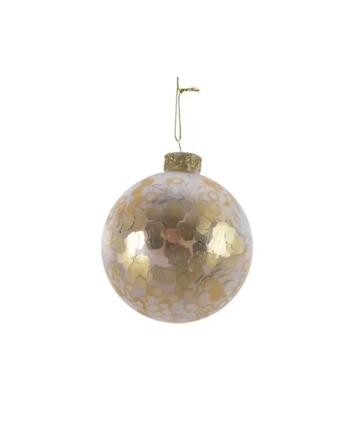 Pallina Sfera Di Vetro Decorata Con Paillettes 80Mm 3Pz Per Albero Di Natale>KAEMING Store