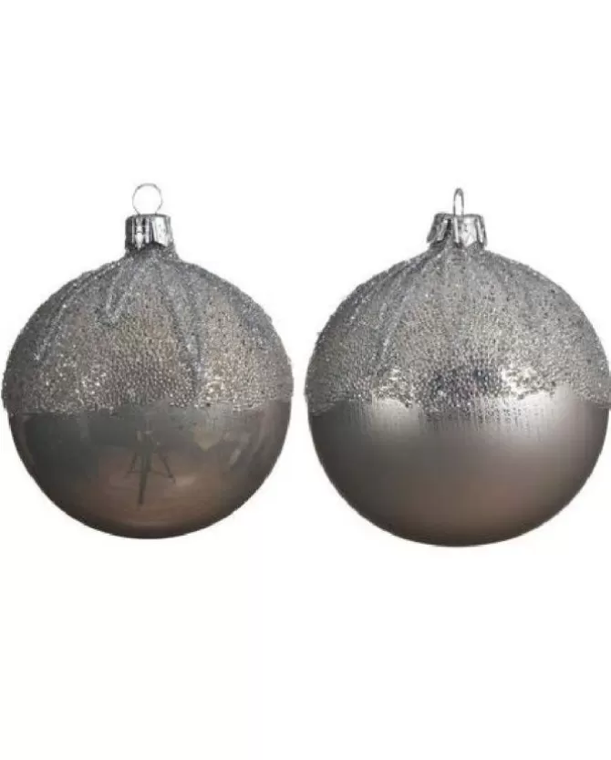 Pallina Sfera Di Vetro Decorata Grigio 1Pz Per Albero Di Natale>KAEMING Flash Sale