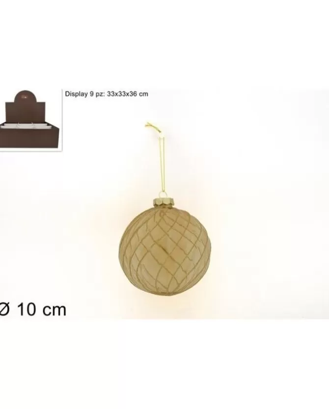 Pallina Sfera Di Vetro Decorata Oro O10Cm Per Albero Di Natale 1Pz>* Shop