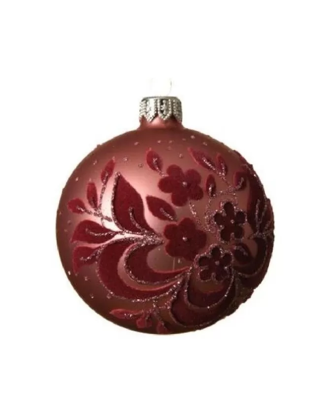 Pallina Sfera Di Vetro Decorata Rosa Con Velluto 8Cm 6Pz>KAEMING Outlet