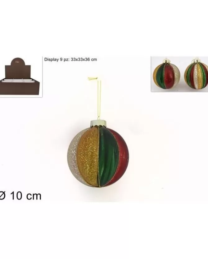 Pallina Sfera Di Vetro O10Cm Multicolor Per Albero Di Natale 1 Pz>* Discount