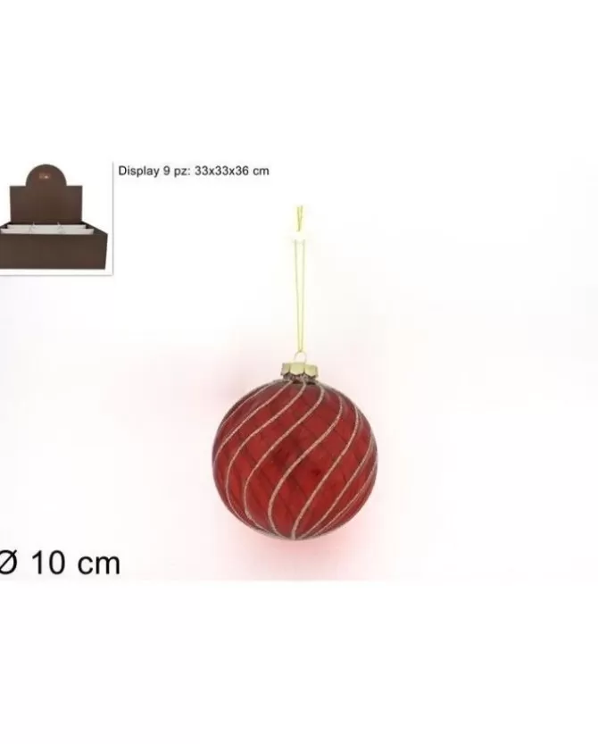 Pallina Sfera Di Vetro Rossa O10Cm Per Albero Di Natale 1Pz>* Fashion