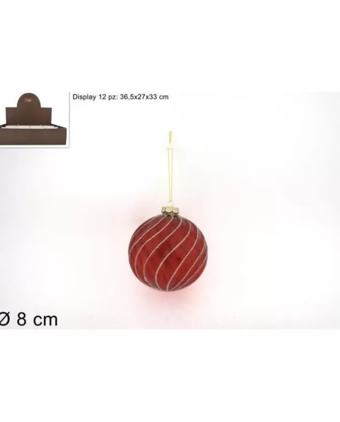Pallina Sfera Di Vetro Rossa O8Cm Per Albero Di Natale 1 Pz>* Discount
