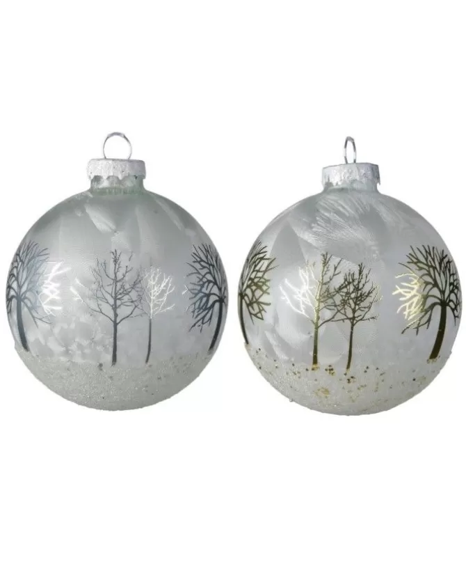 Pallina Sfera In Vetro Con Effetto Ghiacciato Decoro Alvero 8 Cm>KAEMING Cheap