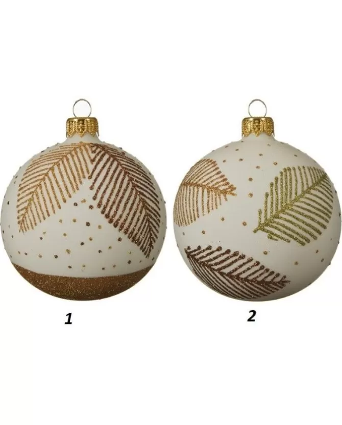 Palline Di Vetro Decorate 80Mm 2 Modelli Per Albero Di Natale 6Pz>KAEMING Store