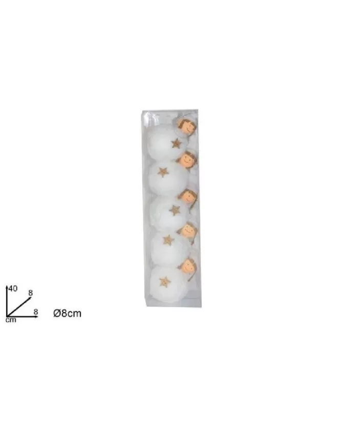 Palline Sfere Bambolina Con Pelliccia Bianca Per Albero Di Natale 8 Cm 5 Pz>DUE ESSE CHRISTMAS Discount