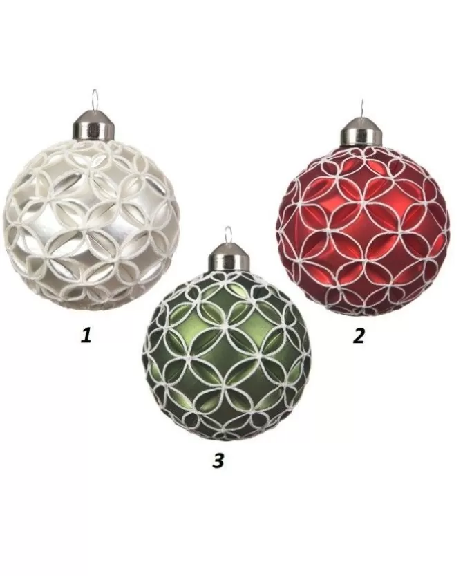 Palline Sfere Di Vetro Decorate 80Mm 3Mod 1Pz Per Albero Di Natale>KAEMING Shop