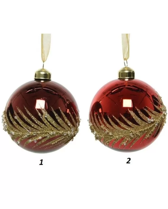 Palline Sfere Di Vetro Decorate Rosse 80Mm 2 Modelli Per Albero Di Natale 3Pz>KAEMING Flash Sale