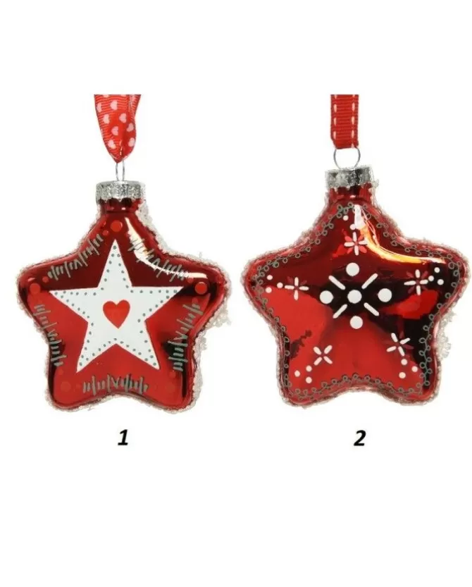 Palline Stelle Di Vetro Decorate 80Mm 2 Modelli 2Pz Per Albero Di Natale>KAEMING Sale