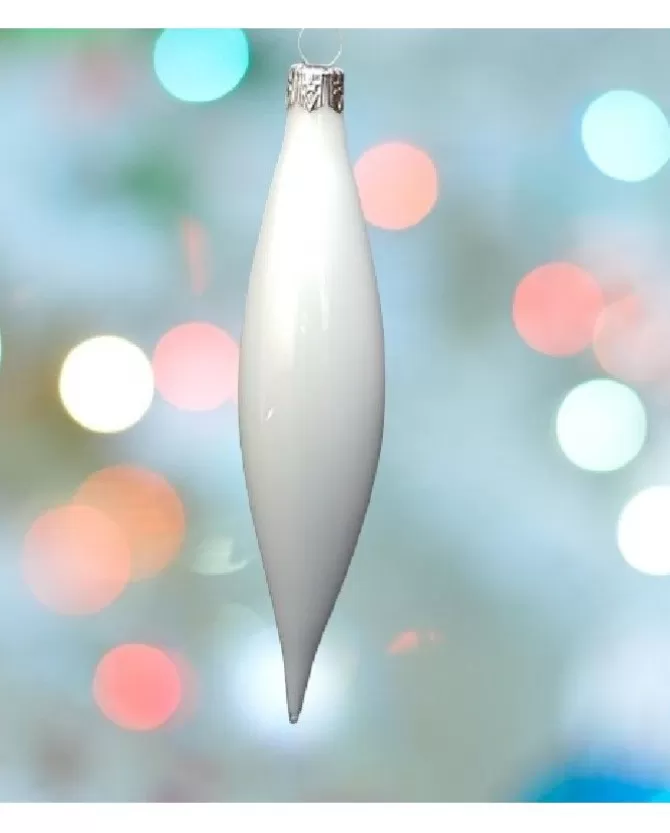 Pendente Appendino Di Vetro Bianco 3Cm 1Pz Per Albero Di Natale>* Cheap
