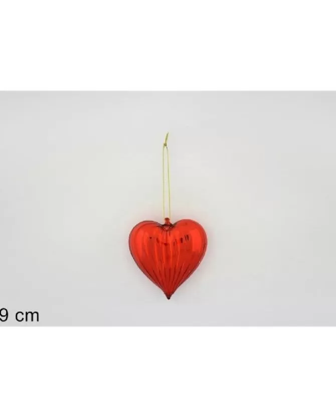 Pendente Di Vetro Cuore Rigato Rosso 9Cm Per Albero Di Natale>DUE ESSE CHRISTMAS Cheap