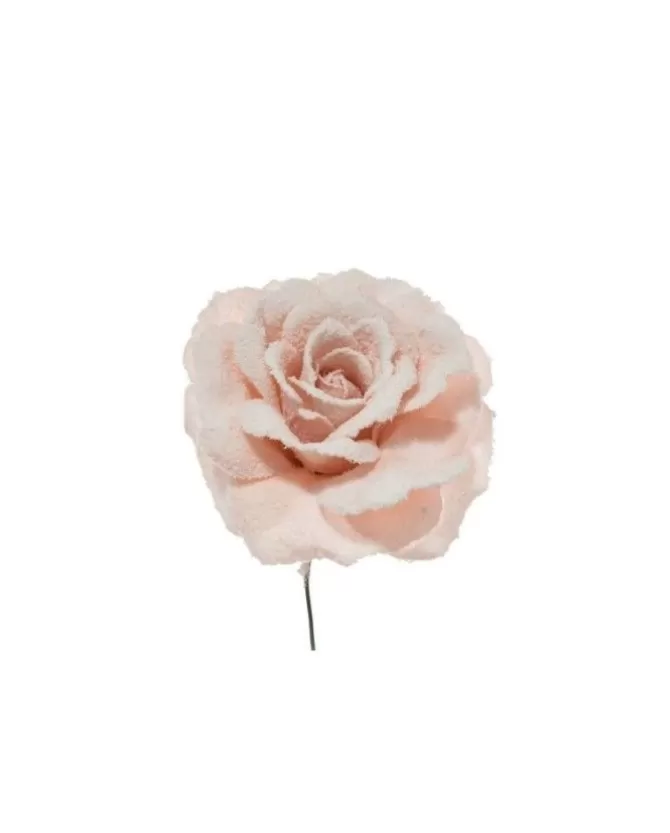 Pick Fiore Rosa Innevata Cipria 17Cm Per Decorazioni Natalizie>ARPIMEX Hot
