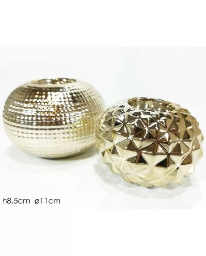 Porta Candela T Light Bombato Silver 2 Modelli Assortiti>GENERAL TRADE Outlet