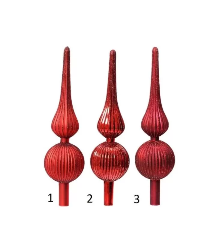Puntale Albero In Vetro Opaco 3 Col Ass Altezza 31Cm D.8Cm Rosso>KAEMING Fashion