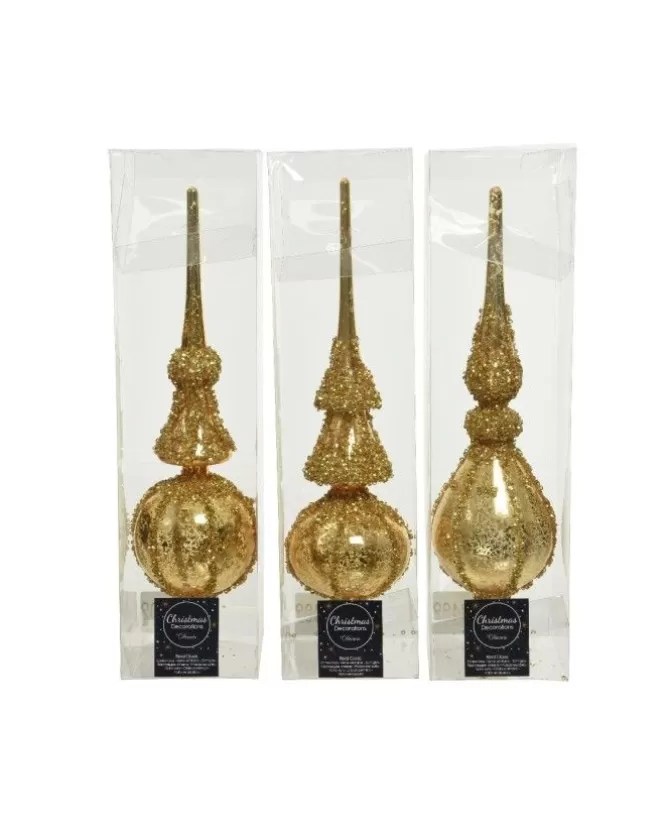 Puntale In Vetro Oro Con Glitter Oro 3 Modelli Assortiti 31 Cm>KAEMING Online