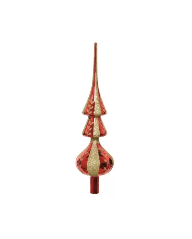 Puntale In Vetro Rosso Con Oro Glitter 34 Cm>KAEMING Flash Sale