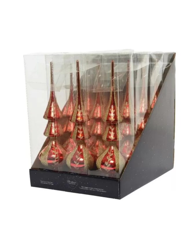Puntale In Vetro Rosso Con Oro Glitter 34 Cm>KAEMING Flash Sale