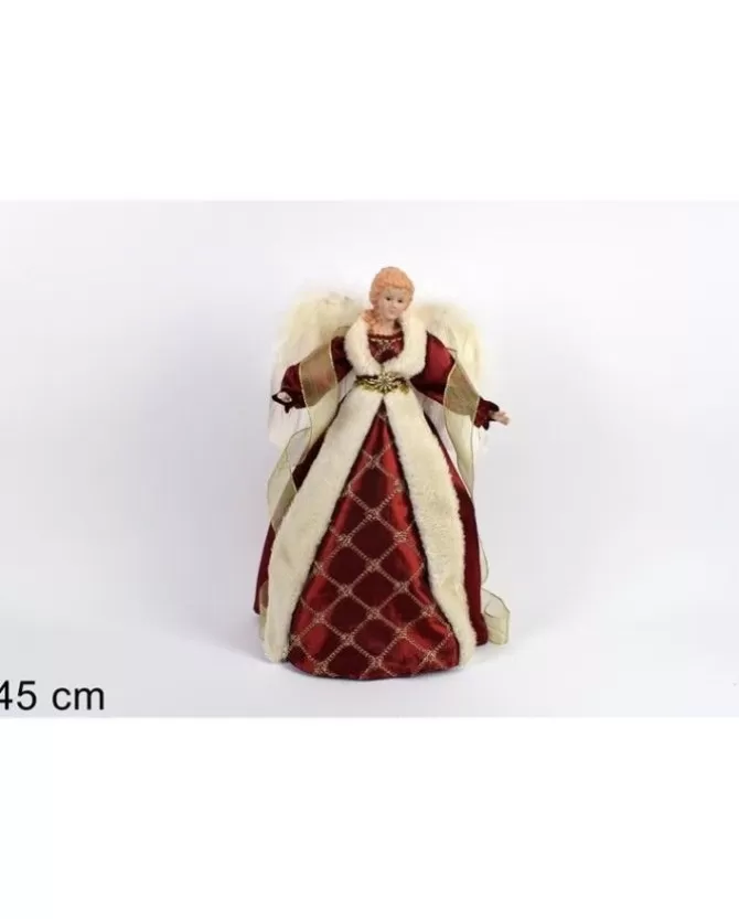 Puntale Per Albero Di Natale Angelo Con Abito Bordeaux 45 Cm>* Flash Sale