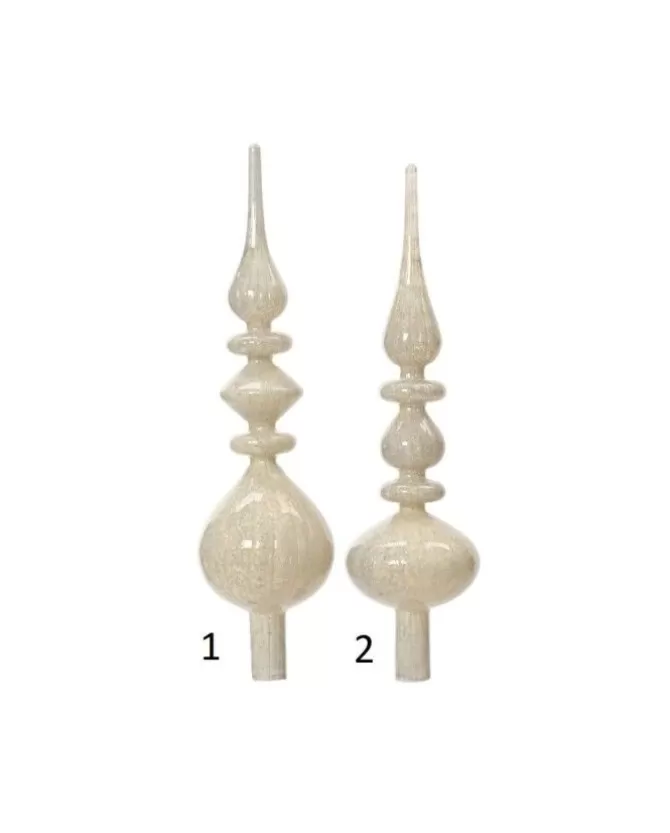 Puntale Per Albero In Vetro Bianco Antico Lucido In 2Varianti Alt. 35Cm>KAEMING Best Sale