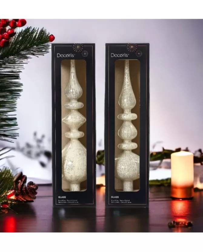 Puntale Per Albero In Vetro Bianco Antico Lucido In 2Varianti Alt. 35Cm>KAEMING Best Sale