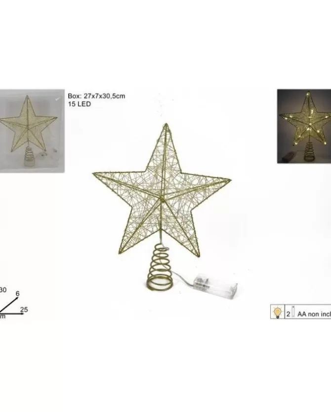 Puntale Stella In Metallo Oro 30Cm Per Labero Di Natale>* Store
