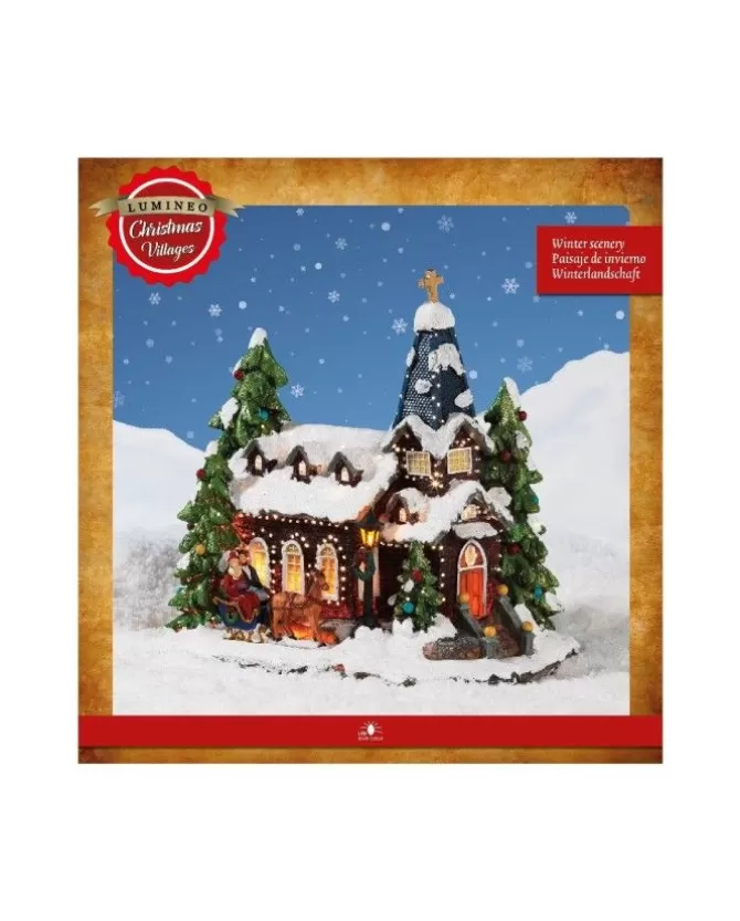 Scenario Di Natale Chiesa Con Luci In Poliresina 18X26X27 Cm>KAEMING Cheap