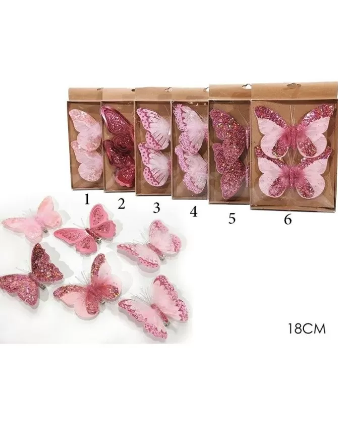 Set 2 Farffalle Rosa Con Molletta Di Supporto 12 Cm In 6 Varianti>GENERAL TRADE Discount