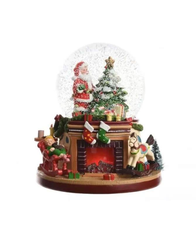 Sfera Con Babbo Natale Con Luci E Neve 19X19X22 Cm>KAEMING Online