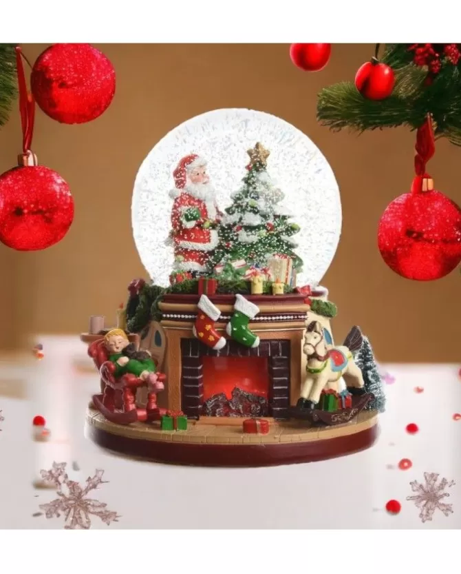 Sfera Con Babbo Natale Con Luci E Neve 19X19X22 Cm>KAEMING Online